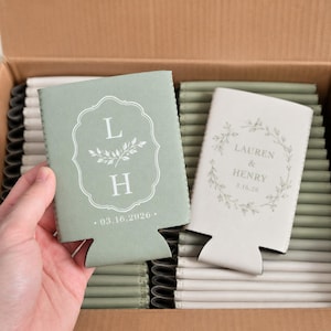 Beach Wedding Can Coolers, Coastal Wedding Favors, Personalized Koozies, Custom Beer Huggers for Guests
Minimalist Wedding Can Coolers, Custom Monogram Koozies, Personalized Wedding Favor, Beer Cooler Guest Gift