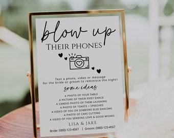 Blow Up Their Phone Sign Editable Text Wedding Sign
