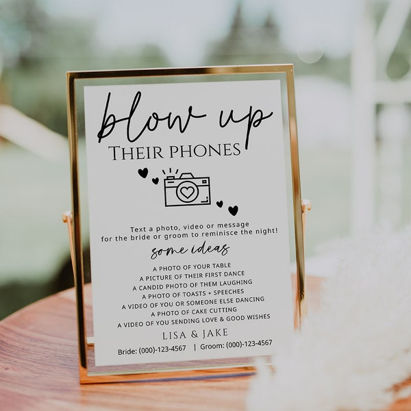 Blow Up Their Phone Sign Editable Text Wedding Sign