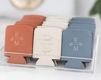 Personalized Wedding Can Coolers, Custom Neoprene Can Coolers With Names, Beer Holder Bridal Shower Bachelorette Engagement Party Favors