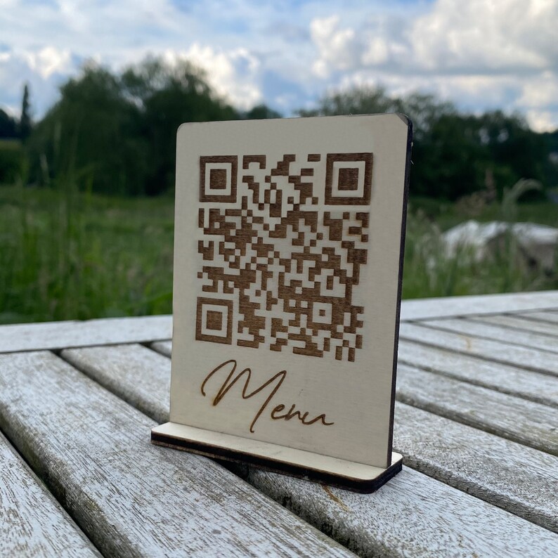 Custom Code Catering Custom Wooden QR Codes Menu, Wifi, Payqonic, Social Media - Stylish ...