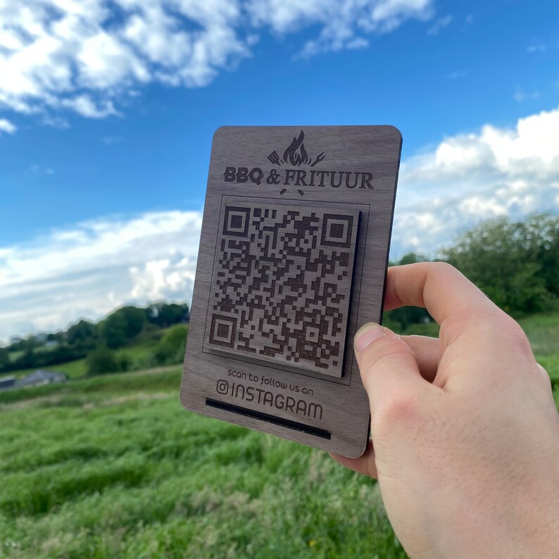 Custom Code Catering Custom Wooden QR Codes Menu, Wifi, Payqonic, Social Media and Own Text ...