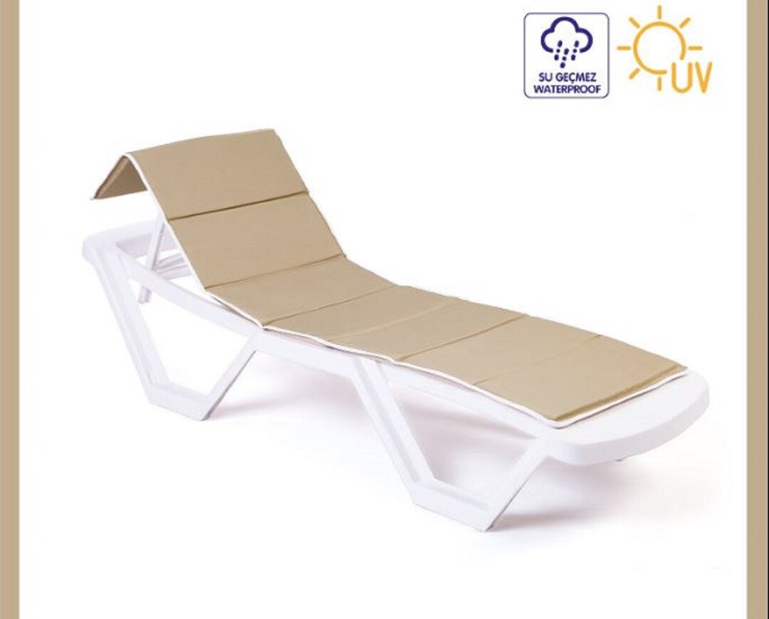 Floating Sunbed Cushions Foldable Beige Color Waterproof Beach Cushion