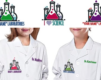 Kids' custom lab coat, embroidered personalized kids lab coat, kids doctor coat, embroidered