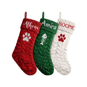 Embroidered Personalized Pet Christmas Stockings,  Christmas Gift, Embroidered Christmas Stocking, Custom  Pet Christmas Stockings