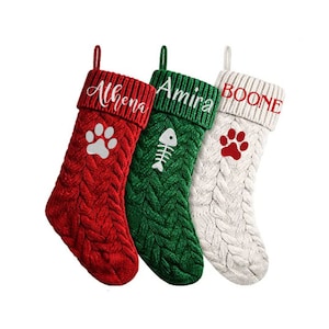 Embroidered Personalized Pet Christmas Stockings,  Christmas Gift, Embroidered Christmas Stocking, Custom  Pet Christmas Stockings