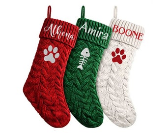 Embroidered Personalized Pet Christmas Stockings,  Christmas Gift, Embroidered Christmas Stocking, Custom  Pet Christmas Stockings