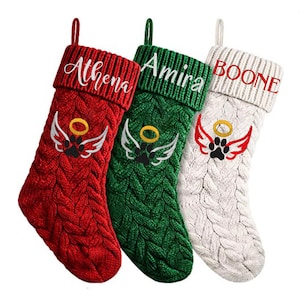 Embroidered Personalized Pet Memorial Christmas Stockings, Remembrance Christmas Gift, Pet Loss,