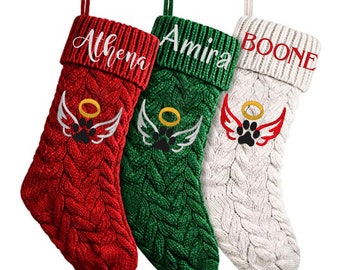 Embroidered Personalized Pet Memorial Christmas Stockings, Remembrance Christmas Gift, Pet Loss,