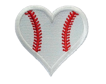 Baseball Heart Iron on Patch 3inch