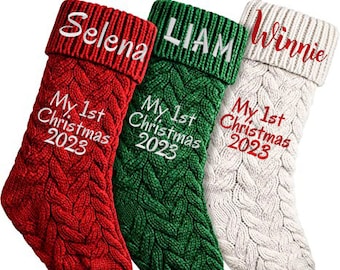 2023 Embroidered Personalized 2023 Baby First Christmas Stockings,  Christmas Gift, Embroidered Christmas Stocking, Custom