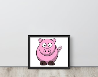 Piggy Cartoon Decor | Kids and Nursery Wall Art | Farm Animal art