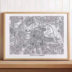 Carte dessinée à la main Beckenham - sud de Londres - oeuvre de Thomas William Roots Art (impression en édition limitée)