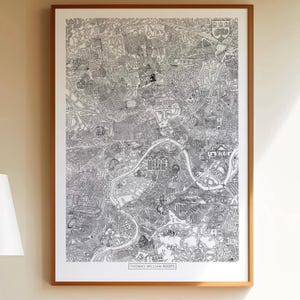 L'ouest de Londres - Oeuvre d'art de carte dessinée à la main par Thomas William Roots Art (impression en édition limitée)
