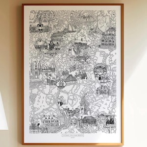 The Weald, Kent, Inglaterra - Mapa dibujado a mano por Thomas William Roots Art (IMPRESIÓN DE EDICIÓN LIMITADA)