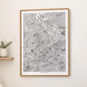 Carte dessinée à la main Hackney East London - oeuvre de Thomas William Roots Art (impression)