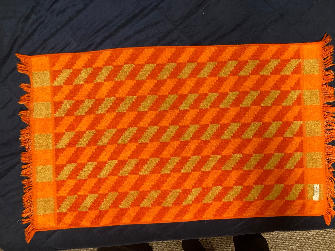 Orange - Handloom Cotton Natural Dyed Hand Block Bagh Print Towel 26