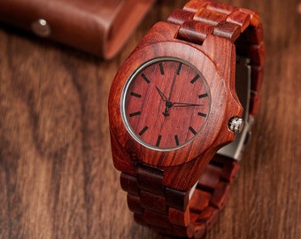 Aangepaste houten horloge voor bruidsjonkers cadeau, gegraveerde houten horlogehouder, gepersonaliseerde horloges voor mannen cadeau, vintage huwelijkscadeau