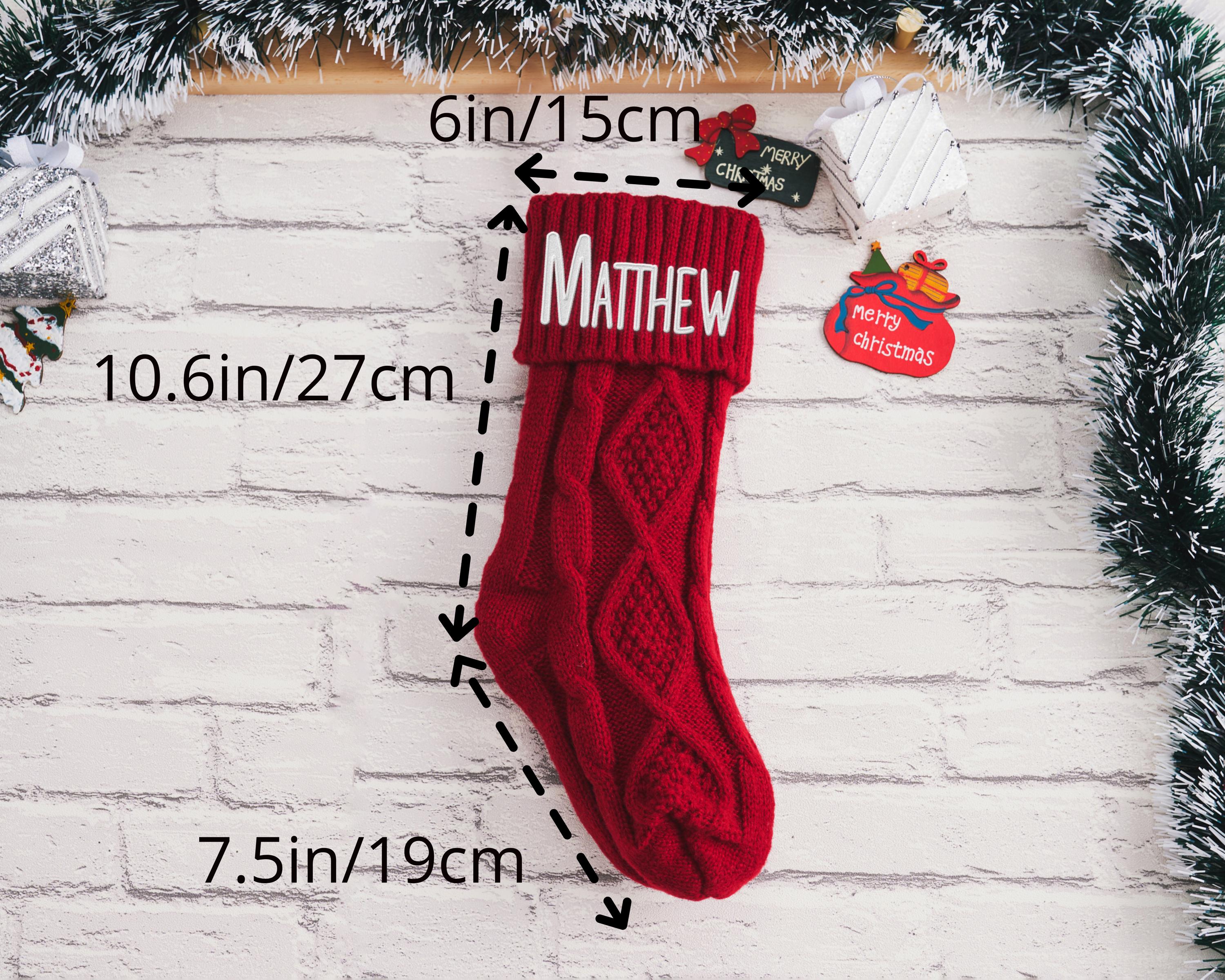 Duosheng & Elegant Calze di Natale Personalizzabili con Nome Bianca 1 Pezzo Calze Befana Grande 50cm Calza Natalizia in Peluche da Appendere al Camino