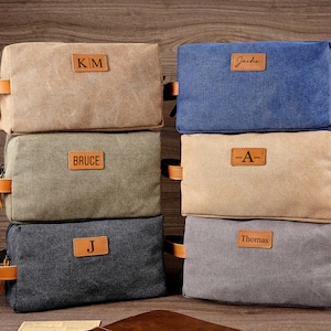 Trousse de toilette personnalisée pour homme, trousse de toilette en toile pour homme, trousse de voyage pour homme d'honneur, cadeau garçon d'honneur, cadeaux de père, cadeaux de Saint-Valentin pour lui