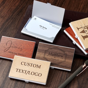 Visitenkartenhalter | Personalisiertes Geschenk für Chef oder Kollegen | Benutzerdefinierte Kartenetui | Weihnachts- und Firmengeschenk