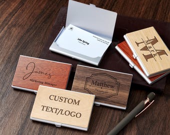 Engraved Business Card Holder | Personalized Gift for Boss or Coworker | Custom Card Case | Christmas and Corporate Gift