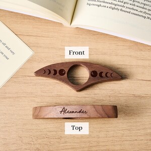 Custom Wooden Book Page Holder for One Hand Reading, Personalized Name Engraved Thumb Ring Bookmark, Perfect Gift for Readers & Book Lovers image 10