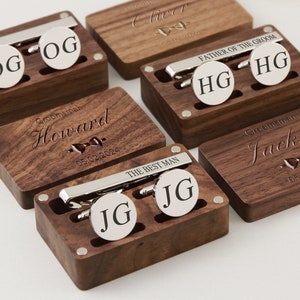 Benutzerdefinierte Groomsmen Vorschlag Geschenke, personalisierte Manschettenknöpfe & Krawattenklammer Set, Monogramm Hochzeitszubehör für Trauzeugen Bild 5