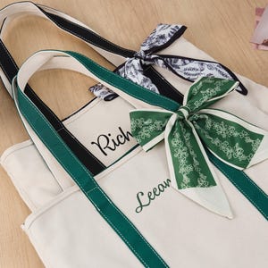 Personalized Tote Bag, Custom Canvas Bag with Embroidered Initials, Bridesmaid Gift, Tote with Free Ribbon, Custom Name Bag,Unique & Stylish