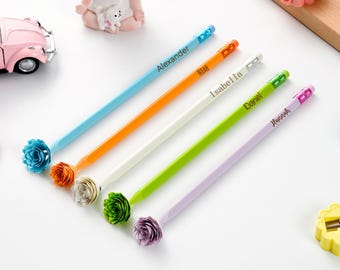 Custom Pastel or Neon Pencils, Engraved Personalized Pencils for Teachers, Students, Back to School Gift, Bulk Pencil Set