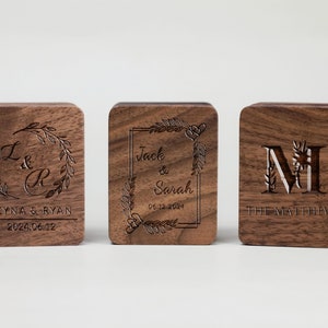 Custom Engraved Wooden Bridal Ring Box - Triple Slot Design for Wedding & Proposal,Personalized Name Engagement Ring Holder,Anniversary Gift