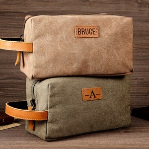 Trousse de toilette personnalisée en toile pour homme, Trousse de toilette personnalisée pour voyage, Cadeau homme d'honneur, Cadeau garçon d'honneur, Cadeau fête des pères, Cadeaux Saint-Valentin pour lui