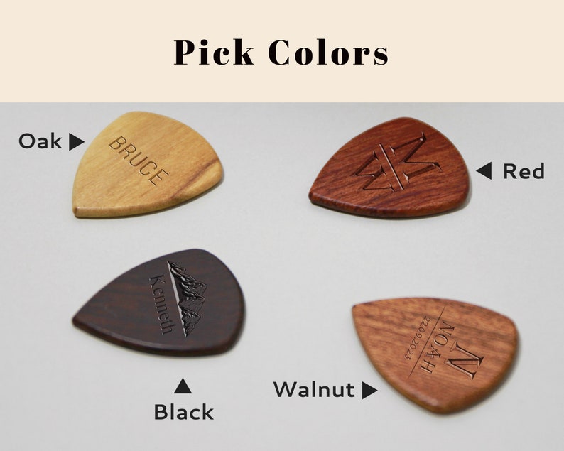 Aangepaste houten plectrums box, gepersonaliseerde gitaar pick houder opslag, houten gitaar plectrum organisator geval, muziek cadeau voor gitarist muzikant afbeelding 10