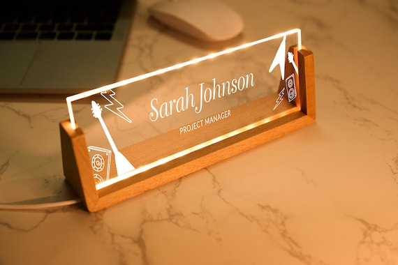 Targhette da Scrivania per Ufficio Targhe Personalizzate per Scrivania Decorazioni per Scrivania da Ufficio in Vetro Acrilico Trasparente per Donne o