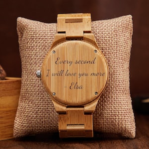 Jahrestagsgeschenk für Ihn, Holzuhr, personalisierte Uhr, gravierte Uhr, Holzuhr, Groomsmen Uhr, Herrenuhr, Geschenk für Freund, Geschenk für Papa Bild 7
