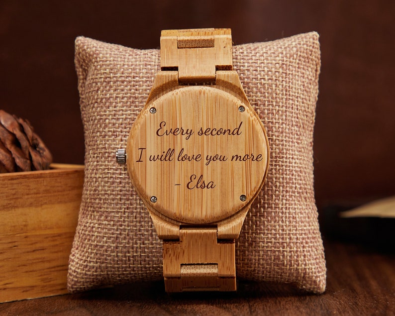 Montre en bois personnalisée pour homme, cadeau de mari personnalisé pour anniversaire, boîte à montre gravée pour homme, support de montre image 7