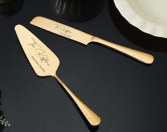 Engraved Knife and Server for Ceremony, Personalized Serving Utensils, Custom Couple Gift, Anniversary Keepsake, Bridal Shower Present