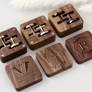 Benutzerdefinierte Groomsmen Vorschlag Geschenke, personalisierte Manschettenknöpfe & Krawattenklammer Set, Monogramm Hochzeitszubehör für Trauzeugen Bild 1