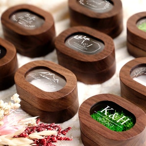 Boîte à bagues de cérémonie de mariage en bois personnalisée avec couvercle en acrylique, boîte à bagues de fiançailles personnalisée gravée, cadeau support de boîte à bagues pour proposition de mariage pour elle
