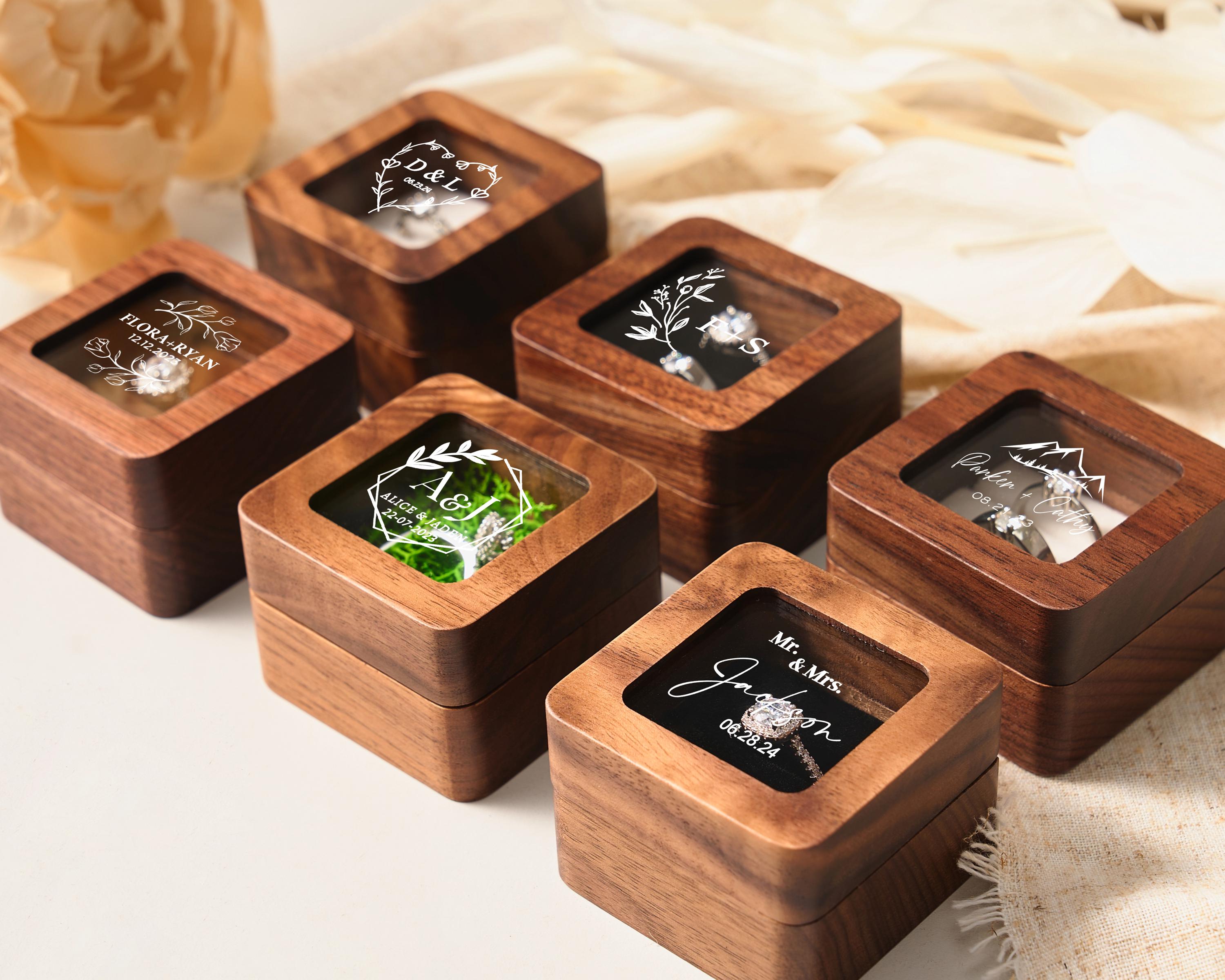 Handcrafted Wooden Wedding Ring Box With Custom Engraving and Acrylic Cover  – A Thoughtful Gift for Newlyweds - Etsy, image size:3000x2400