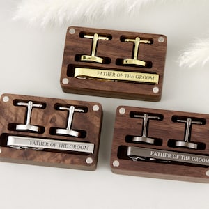 Manchetknopen stropdas clip box voor bruidsjonkers, gepersonaliseerde manchetknopen stropdas clip set, monogram bruiloft accessoires voor beste man, vader, bodes