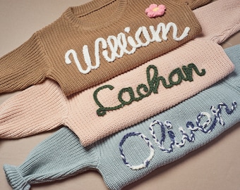 Personalized Embroidered Sweater with Name, Custom Kids Jumper, Customized Baby Gifts, Baby Shower Gifts, Knit Infant Jumper, Newborn Gift