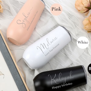Personalized Bridesmaid Champagne Tumbler with Design,Engraved Bridesmaid Gift, Bachelorette Party Gift for Her, Proposal Gift Wine Cup