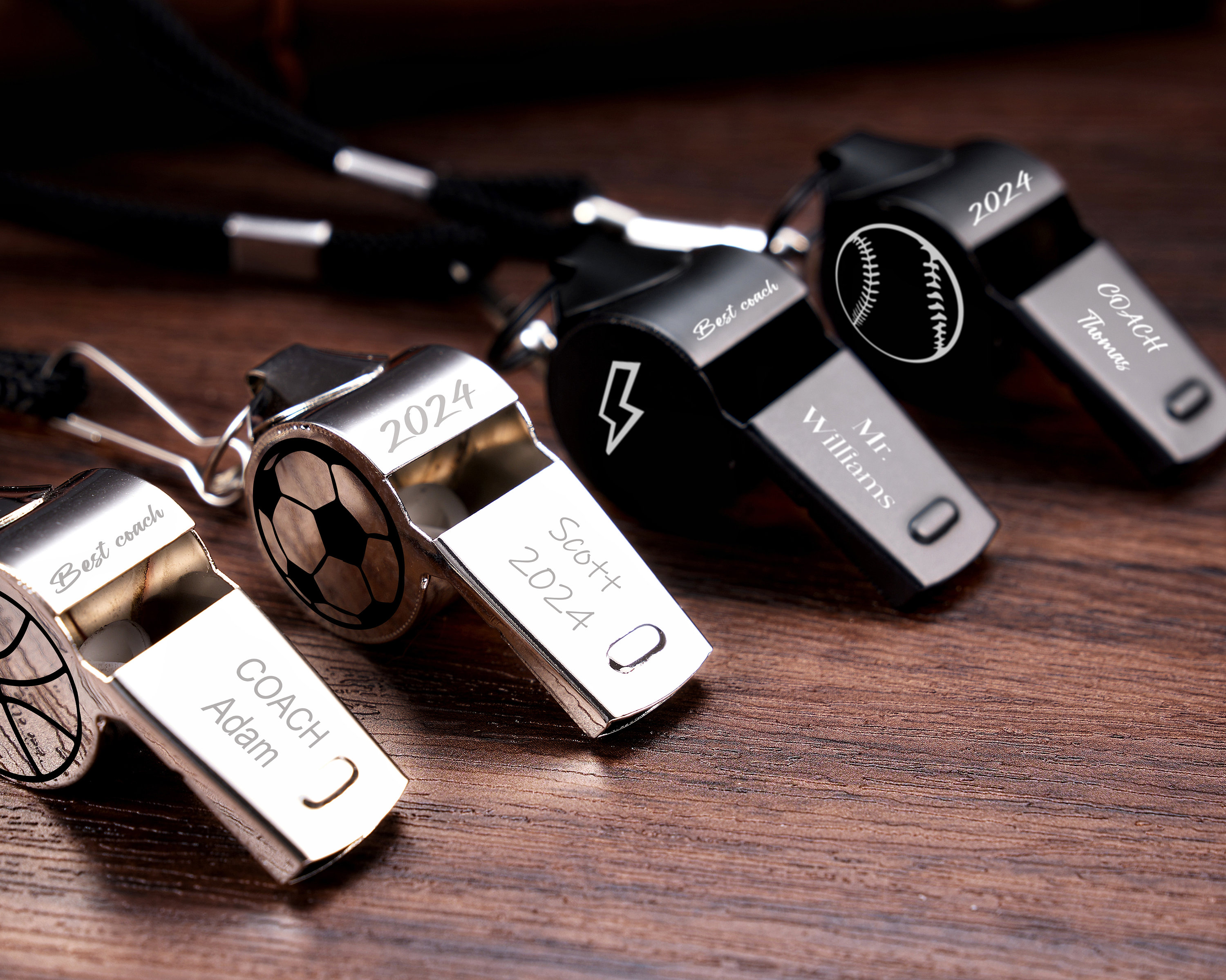 GOGO Laser Engrave Custom Referee Whistle With Lanyard, Stainless Steel