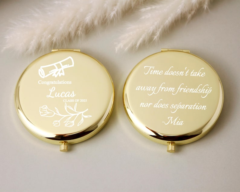 Personalized Graduation Compact Mirror, Class of 2025 Gift for Daughter ...