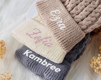 Personalized Embroidered Name Beanie Hat for Kids, Custom Knit Winter Hat with Initials, Perfect Gift for Cold Weather and Special Occasions