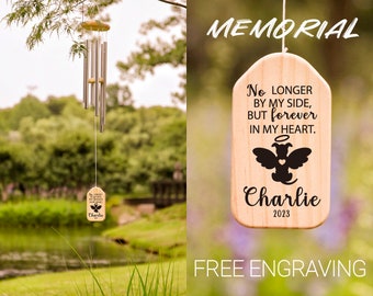 Personalized Pet Loss Memorial Outdoors Copper Wind Chime,Double Sides Engraved Cat Dog Loss Sympathy Gift In Memory,Custom Bereavement Gift