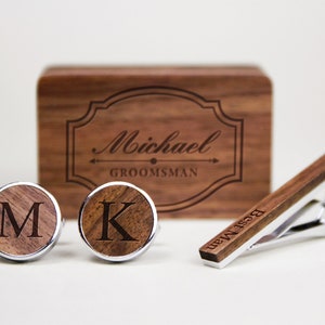 Personalized Groomsmen Cufflinks & Tie Clip Set, Custom Cuff Links With Name, Best Man Gifts, Engraved Cuff Links, Wedding Tie Clip Set
