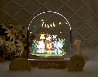 Personalized Baby Name Night Light with Wooden Base,Girl Boy Child Gift Night Lamp,Bedroom Nursery Room Decor, Baby Shower,New Born Gift