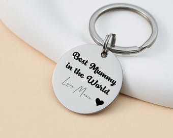 Personalized Mom Keychain for Mother's Day - Engraved Stainless Steel Gift from Daughter/Son, Custom Jewelry Keepsake for Birthday/Christmas